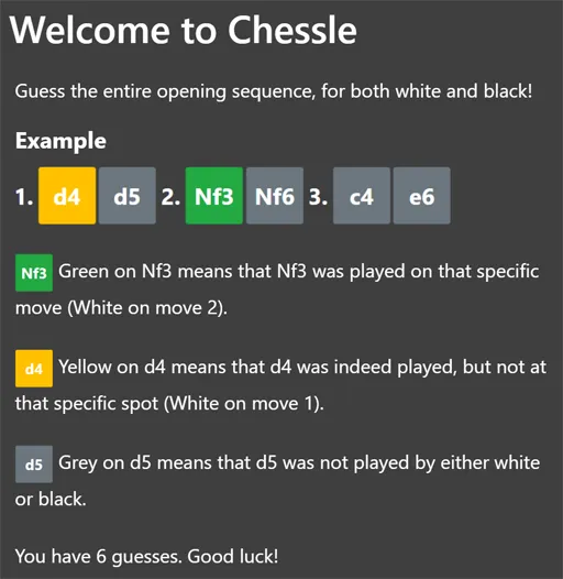 Chessle board waiting for the first opening moves