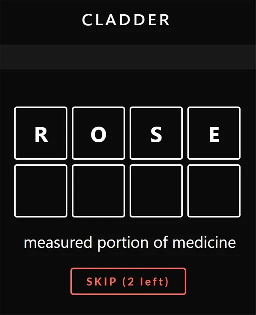 Cladder puzzle with a clue and a four-letter word